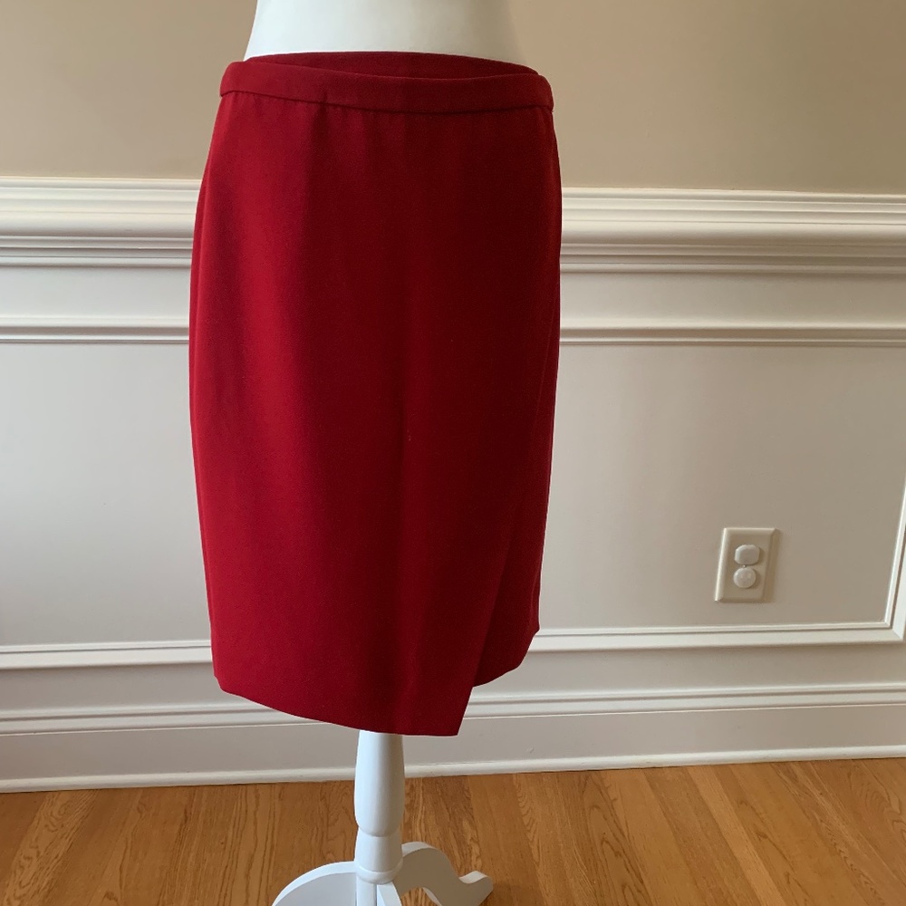 J Crew Red Wrap Pencil Skirt